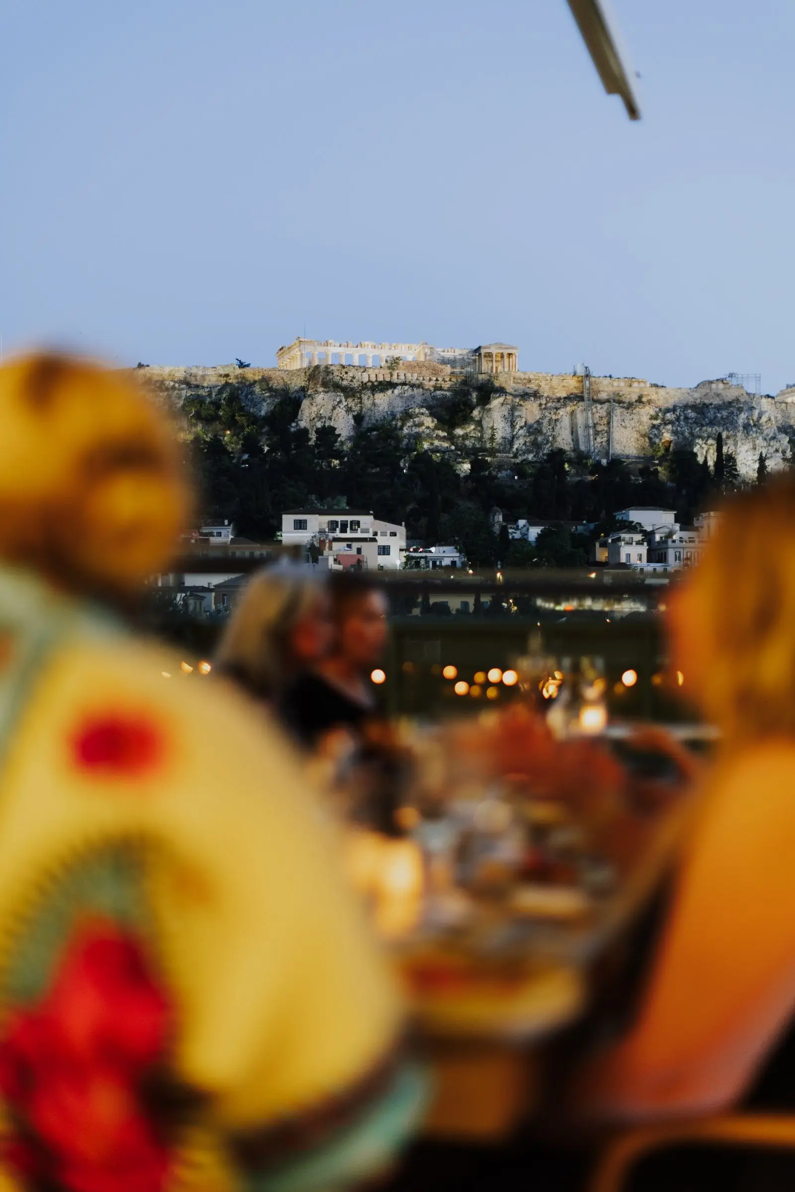 A terrace at golden hour